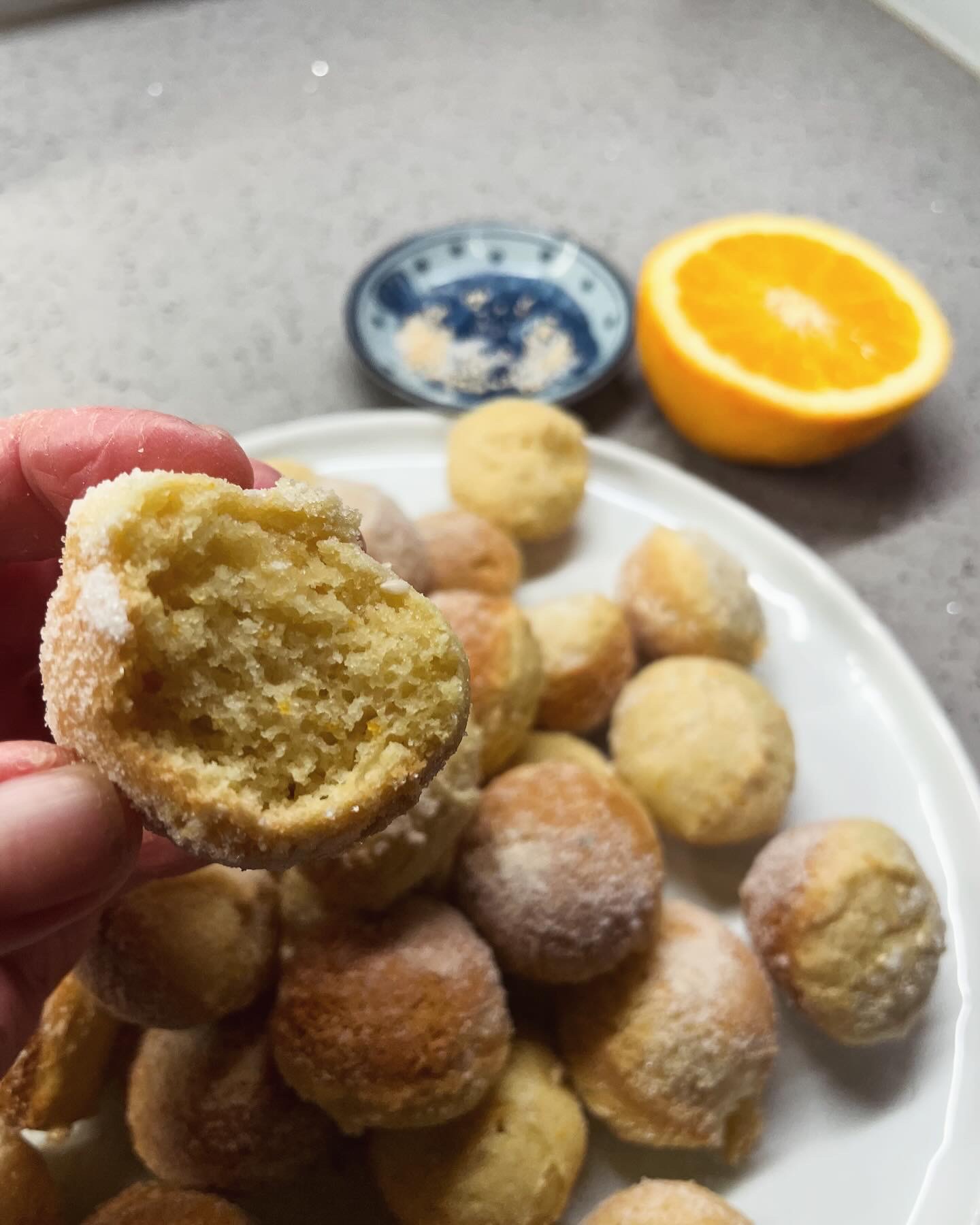 toasted tahini orange donut bites